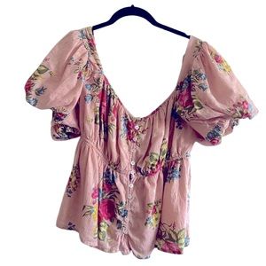 Anthropologie pale rose blouse